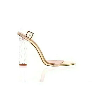 NEW Boohoo Lena Clear Strap Cylinder Unicorn Clear Heels $52